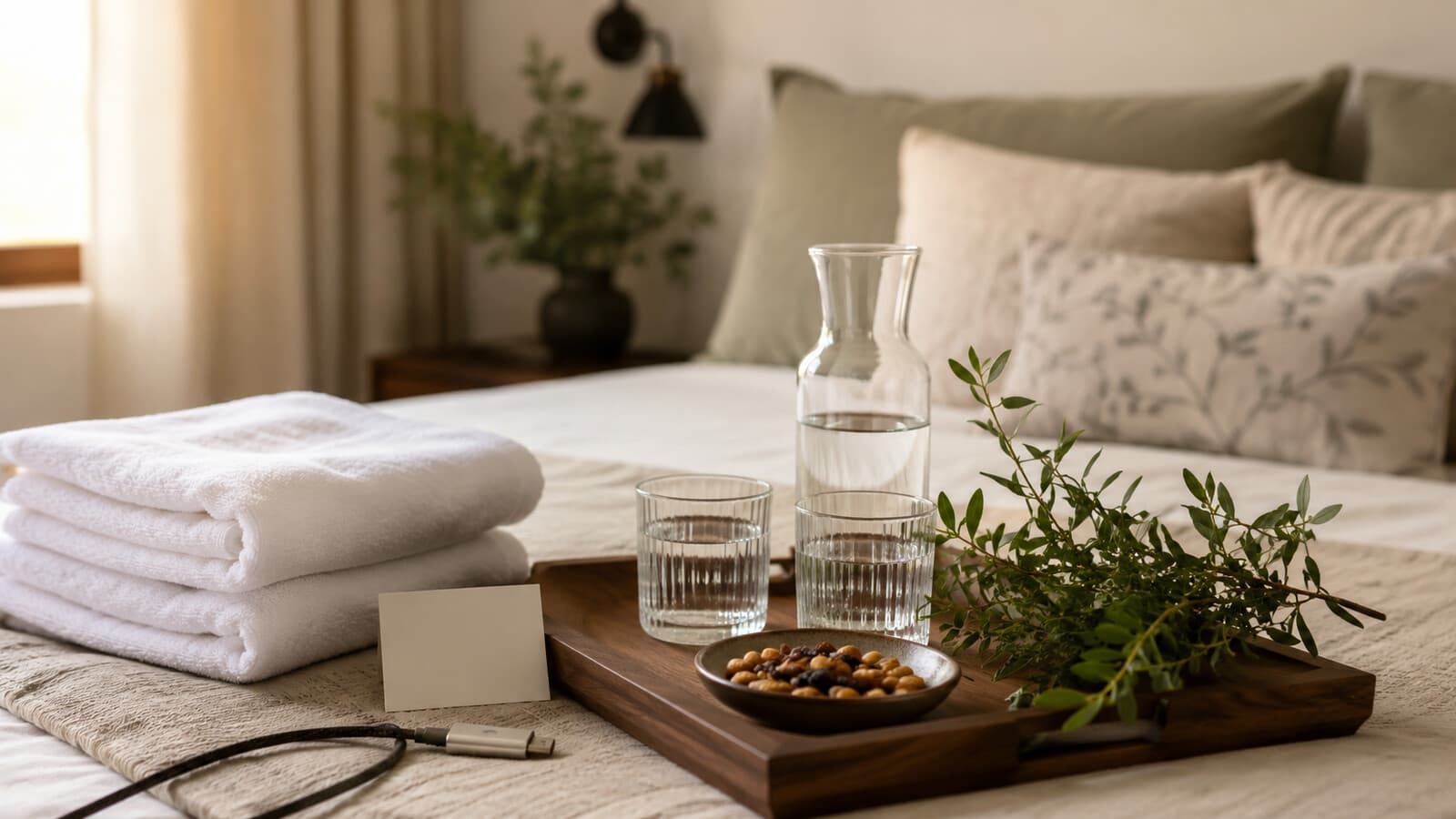 Thoughtful details in a guest-ready room